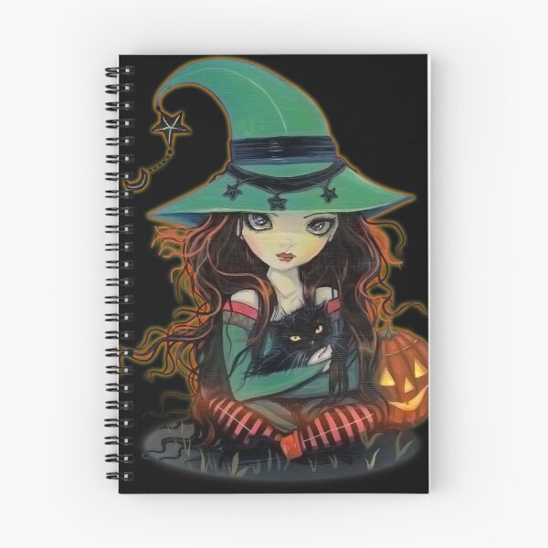 Item preview, Cute Halloween Witch and Cat Big Eye Art designed and sold by Molly  Harrison.