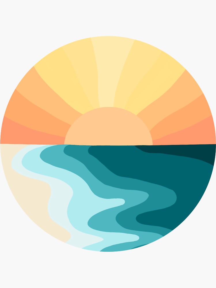 Thumbnail 3 of 3, Sticker, Beach Sunset designed and sold by Laurenkchung.