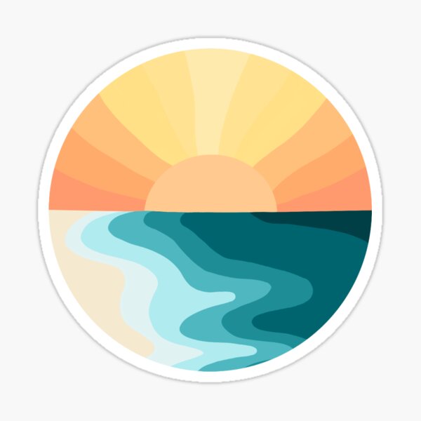 Sunglasses Beach Sticker - Ocean Shore Sunset Decal