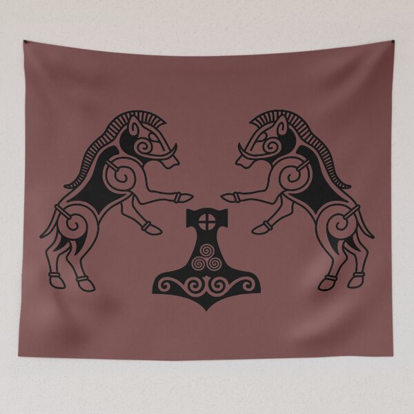 Item preview, Rampant Nordic Boars with Thor's Hammer designed and sold by elusiveconcepts.