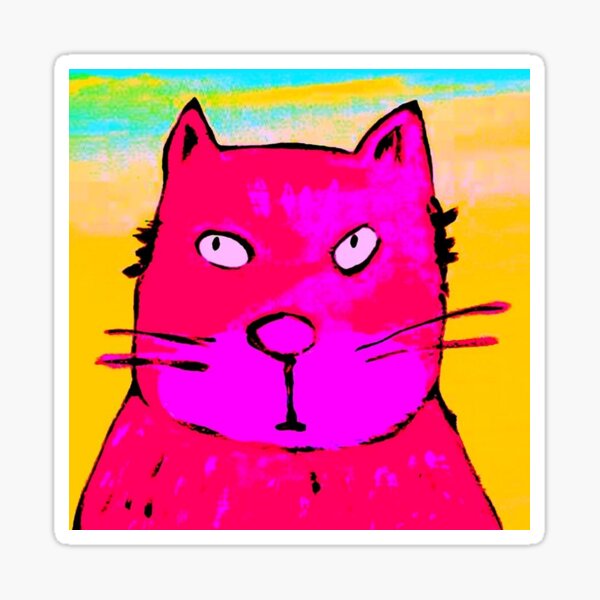 BIG PINK CAT Sticker