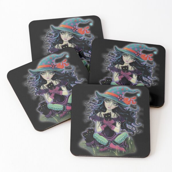 Item preview, Kitten Witch Halloween Witch with Black Cats designed and sold by Molly  Harrison.