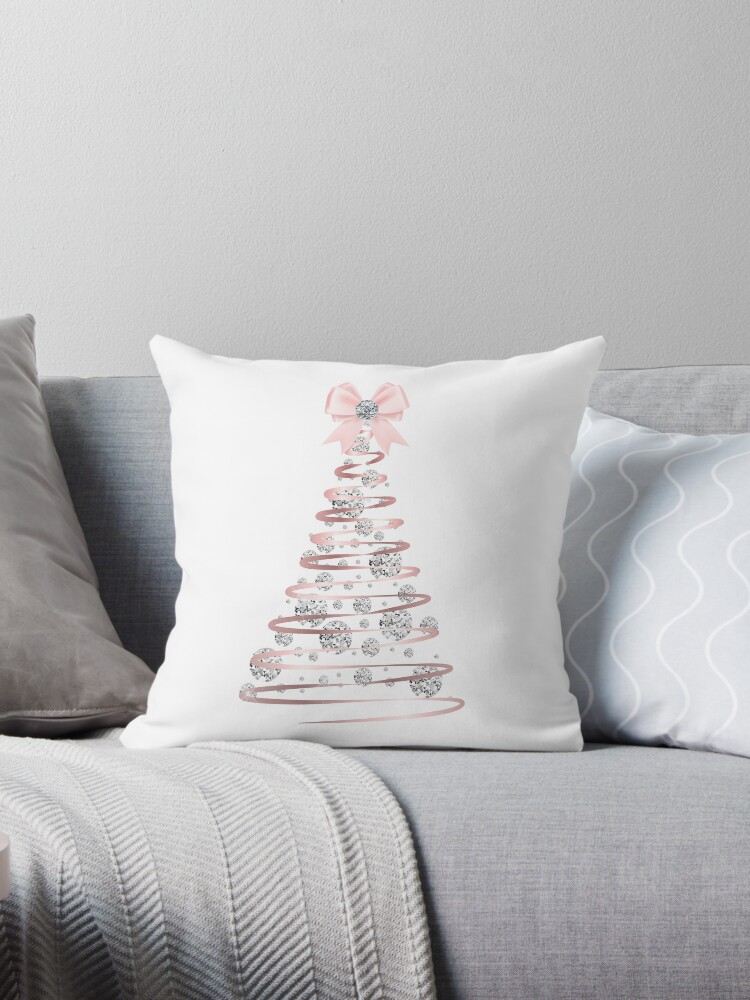 Christmas Tree and Santa Claus Printed Decorative Holiday Series Throw  Pillow with inserts, Red and White, 18 x 18, Set of 4 