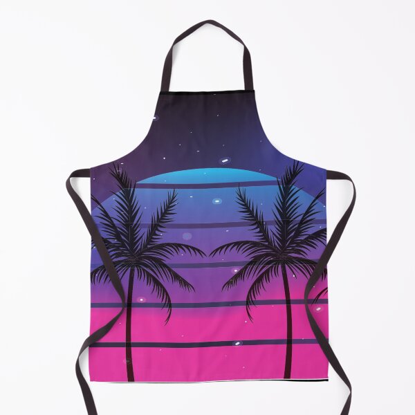 Aperçu de l'œuvre Retro 80s Pink and Blue Sunrise Miami Palm  créée et vendue par Uttershirt.