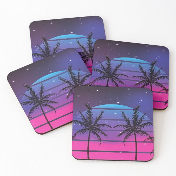 Artikelvorschau, Retro 80s Pink and Blue Sunrise Miami Palm  entworfen und verkauft von Uttershirt.