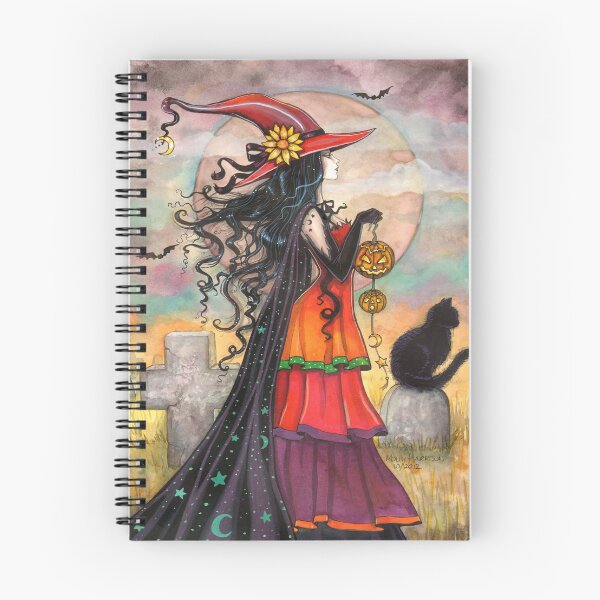 Item preview, Witch Way Halloween Witch and Black Cat Fantasy Art designed and sold by Molly  Harrison.