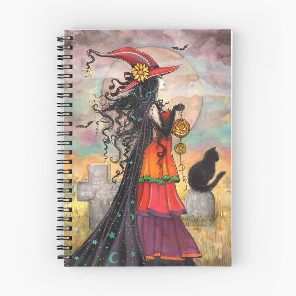 Item preview, Witch Way Halloween Witch and Black Cat Fantasy Art designed and sold by Molly  Harrison.
