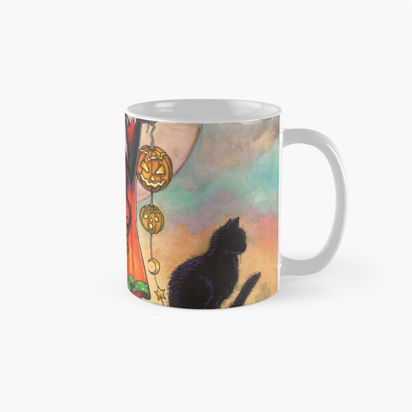 Item preview, Witch Way Halloween Witch and Black Cat Fantasy Art designed and sold by Molly  Harrison.
