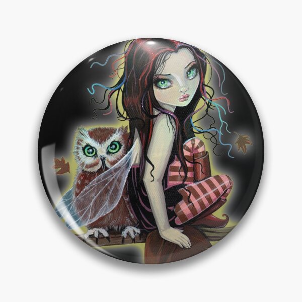 Item preview, Autumn Owl Cute Big Eye Fairy Art designed and sold by Molly  Harrison.