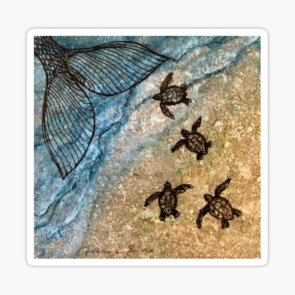 Baby Turtles with Mermaid Tail Sticker