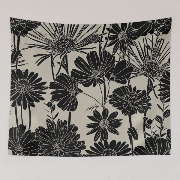 Item preview, Floral Printing, Black and Beige, Floral, Plant Drawing designed and sold by meggydesigns.