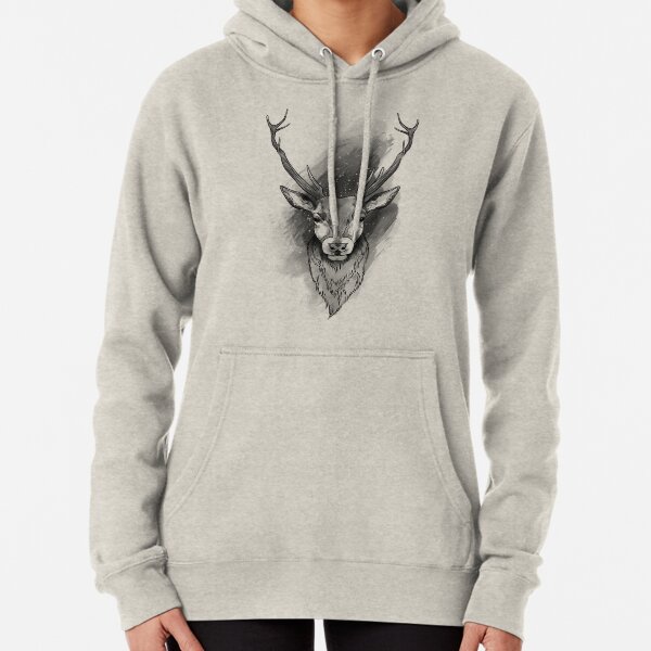 Galaxy Stag - black and grey Pullover Hoodie