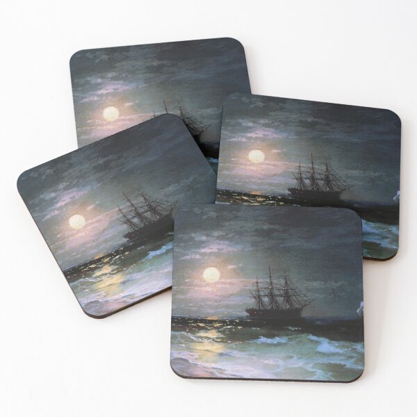 Item preview, Lunar Night by Ivan Aivazovsky 1870 : Vintage Seascape designed and sold by PureVintageLove.