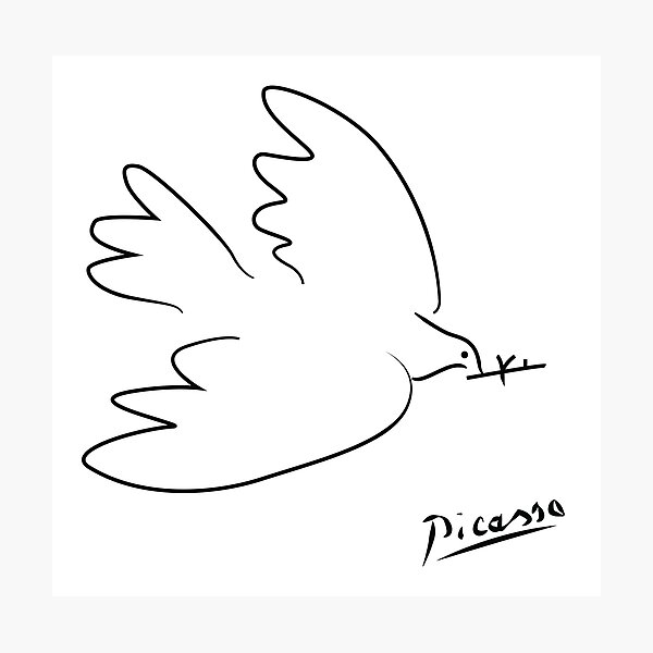 Pablo Picasso Dove Peace Symbol Line Drawing Signature Photographic Print By Artswag Redbubble