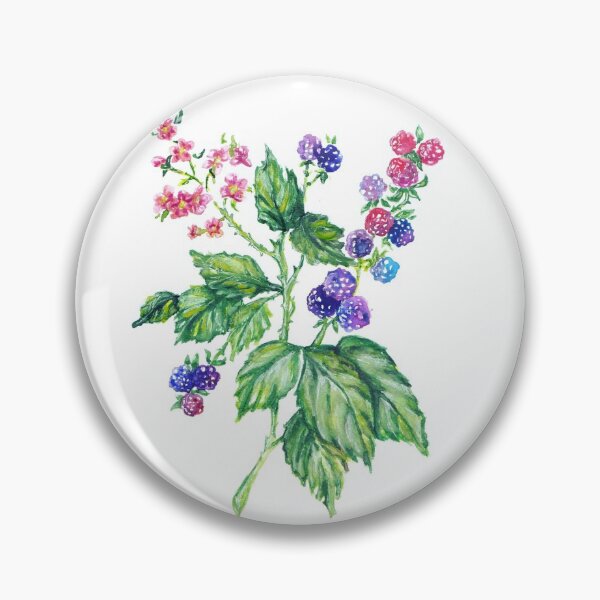 Item preview, Blackberry plant with berries and flowers designed and sold by tanyatej.