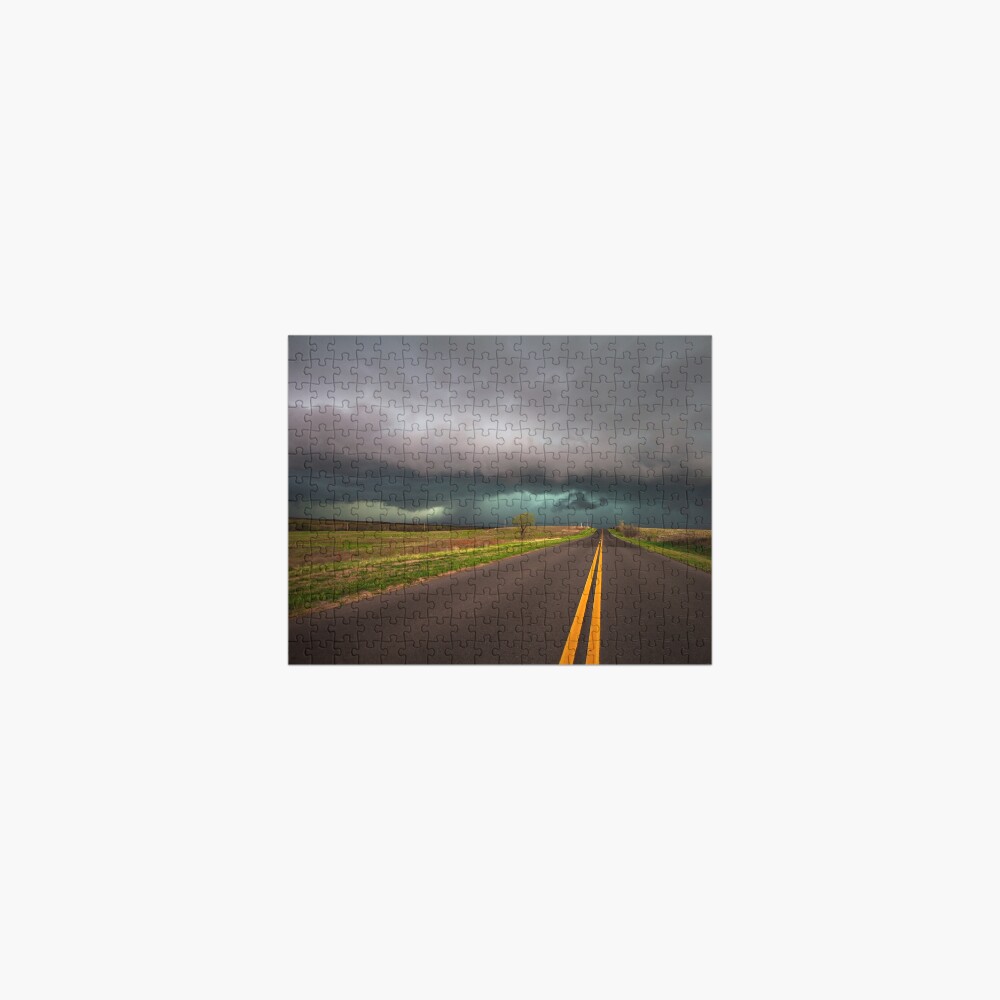 On the Road - Highway Leads Into Intense Storm in Oklahoma Jigsaw Puzzle