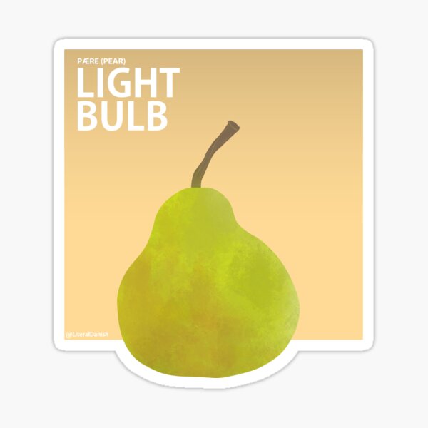 Green and Red Pear illustration (Literal Danish) - Light Bulb Sticker