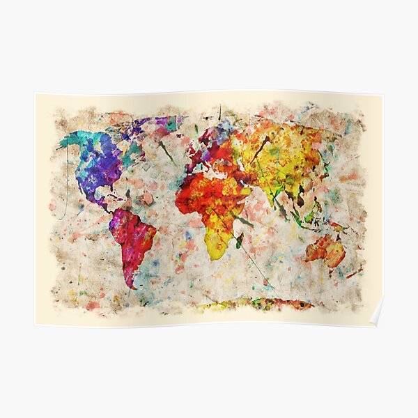 Vintage World Map Poster For Sale By Ethiyo Redbubble   Poster,504x498,f8f8f8 Pad,600x600,f8f8f8 