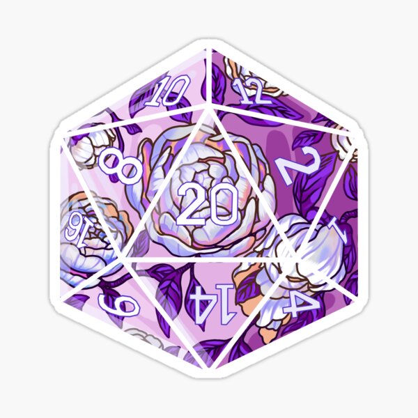 D20 purple floral design Sticker
