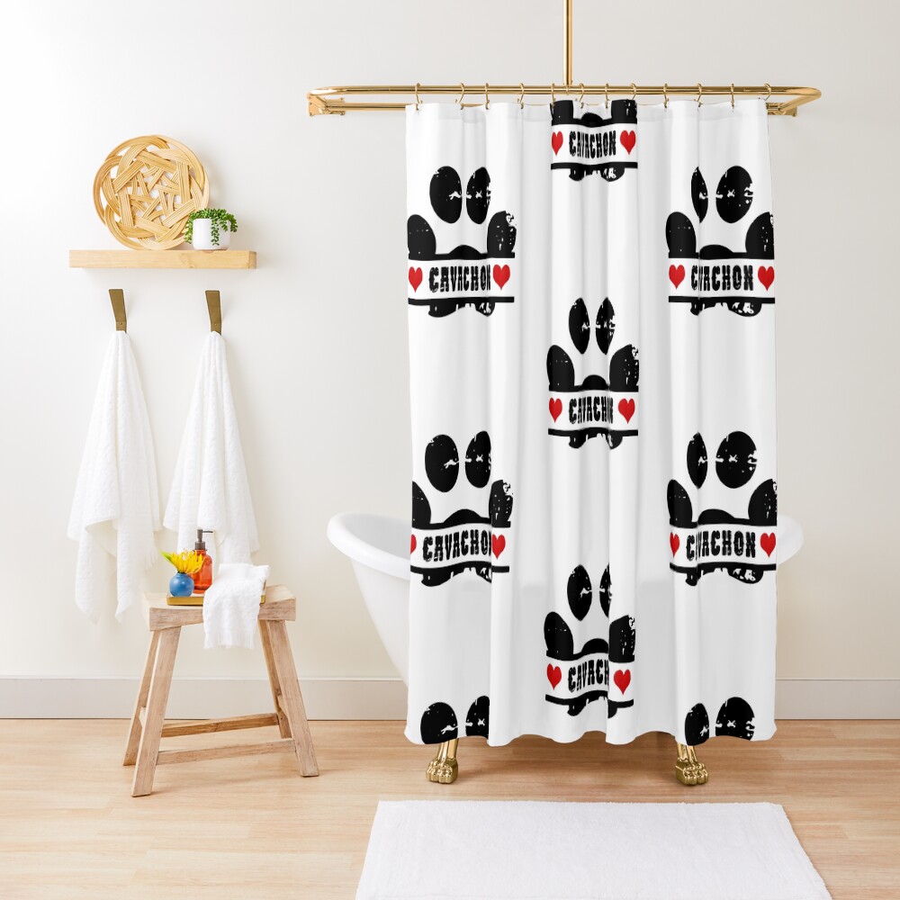 "Cavachon dog paw print" Shower Curtain for Sale by joyfuldesigns55