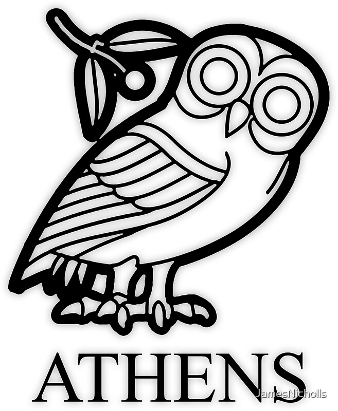 "Athens owl of Athena" Stickers by JamesNicholls | Redbubble