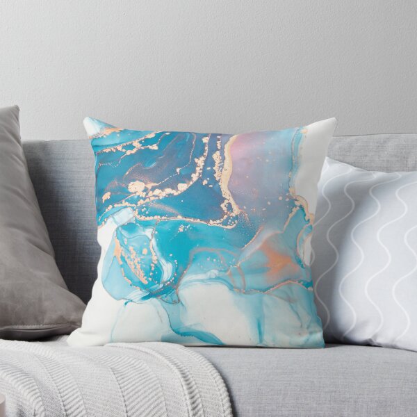 Item preview, Luxury abstract painted teal, turquoise, pink and white texture with elegant gold veins designed and sold by NordicSommer.