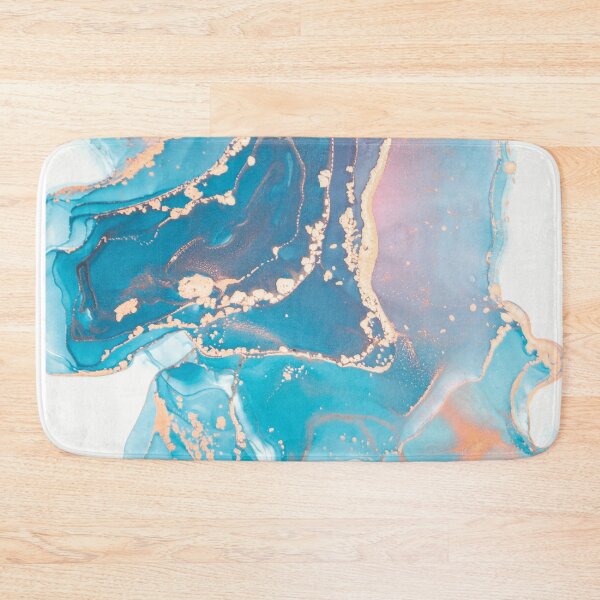 Item preview, Luxury abstract painted teal, turquoise, pink and white texture with elegant gold veins designed and sold by NordicSommer.