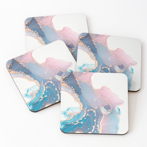 Item preview, Luxury abstract painted teal, turquoise, pink and white texture with elegant gold veins designed and sold by NordicSommer.