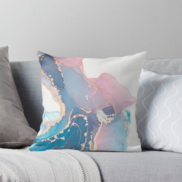 Item preview, Luxury abstract painted teal, turquoise, pink and white texture with elegant gold veins designed and sold by NordicSommer.