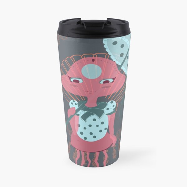 Pink Sea Jellyfish Chibi Travel Coffee Mug
