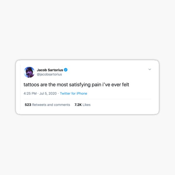 "Jacob Sartorius Tattoo Tweet" Sticker by emkrom Redbubble