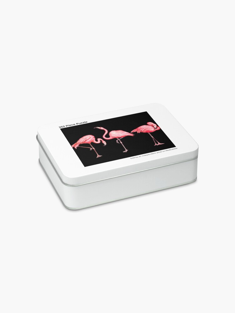 Alternate view of Flamingo Pattern - Black Jigsaw Puzzle