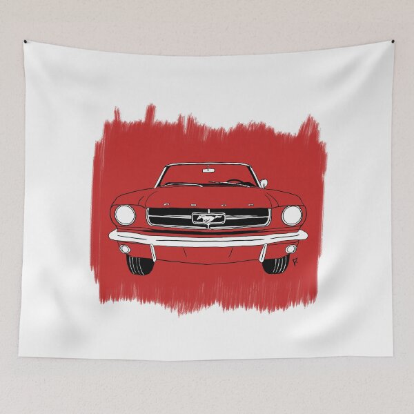 Item preview, Red Ford Mustang with red background designed and sold by Cardrawing-Art.