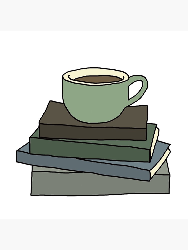 Aesthetic Coffee or Tea Mug on Book Stack | Poster