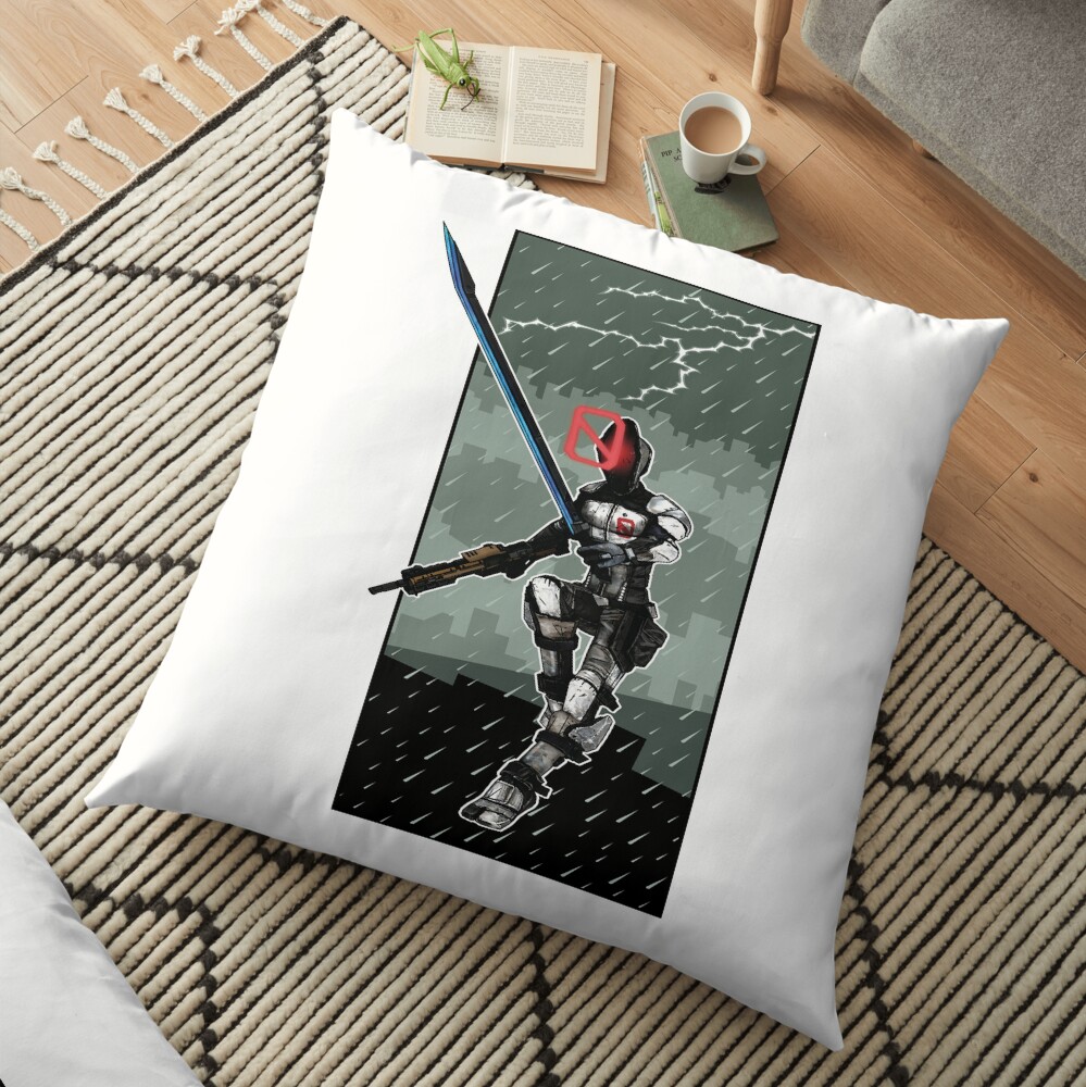 Zer0 The Assassin Borderlands Lighting And Rain Floor Pillow