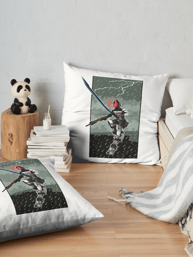 Alternate view of Zer0 The Assassin Borderlands Lighting And Rain Floor Pillow