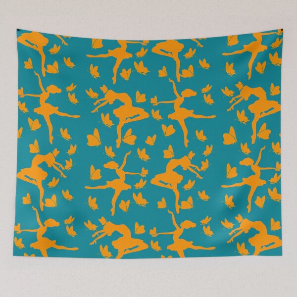 Item preview, Ballerina and butterflies- orange and turquoise blue designed and sold by Urvashi Patel.
