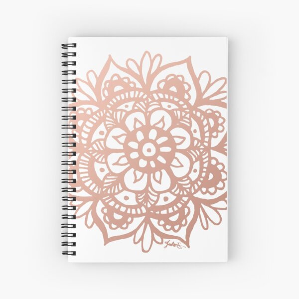 Flor de Mandala de oro rosa Cuaderno de espiral