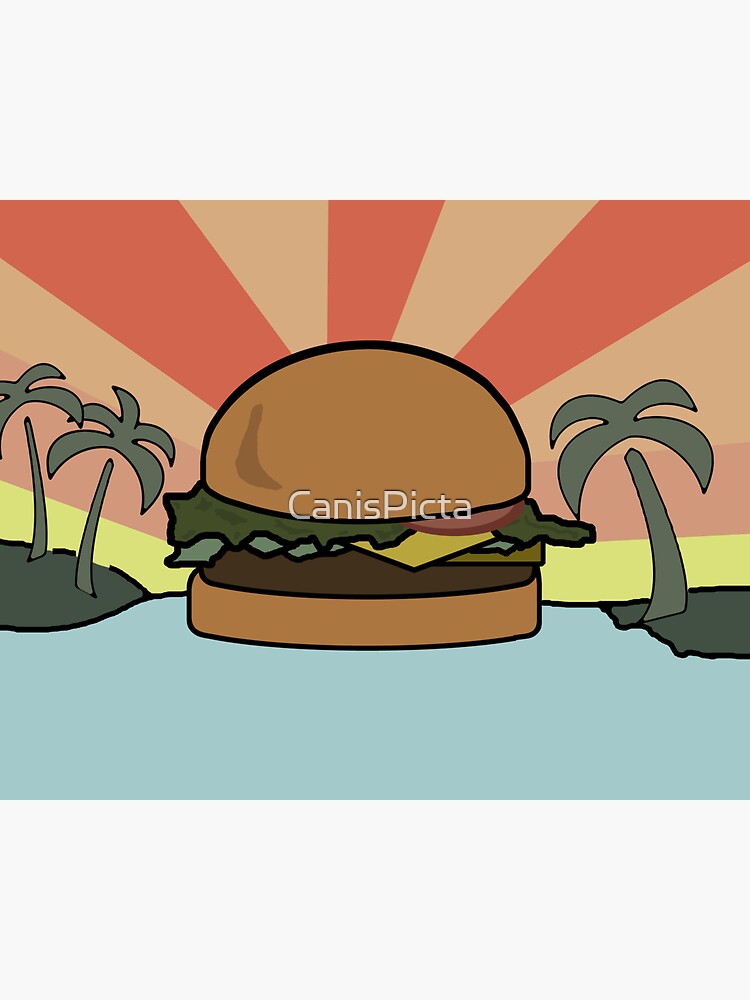 "Food Paradise" Hamburger Burger Foodie Food Sun Beach Water Palm Trees by CanisPicta