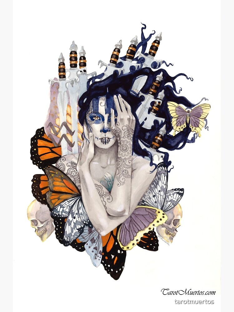 Thumbnail 3 of 3, Poster, Nine of Swords - Nueve de Espadas designed and sold by tarotmuertos.