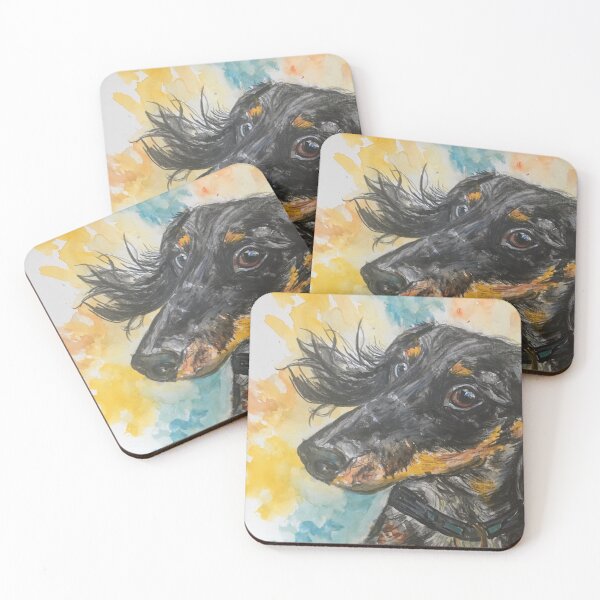 Item preview, Sausage dog , watercolour background designed and sold by Merlinsmates.