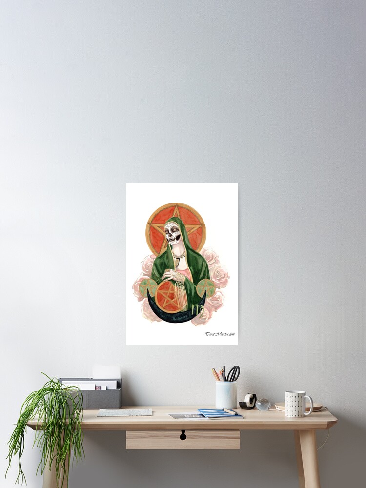 Thumbnail 2 of 3, Poster, Four of Pentacles - Cuatro de Pentaculos designed and sold by tarotmuertos.
