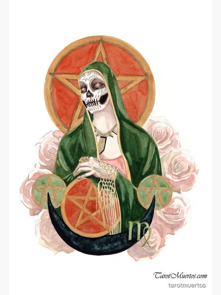 Thumbnail 3 of 3, Poster, Four of Pentacles - Cuatro de Pentaculos designed and sold by tarotmuertos.