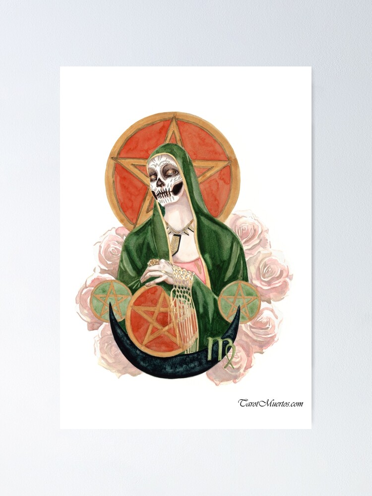 Thumbnail 1 of 3, Poster, Four of Pentacles - Cuatro de Pentaculos designed and sold by tarotmuertos.
