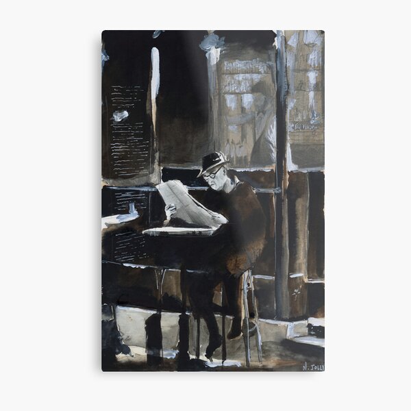 The old man with newspaper - Watercolor Metal Print
