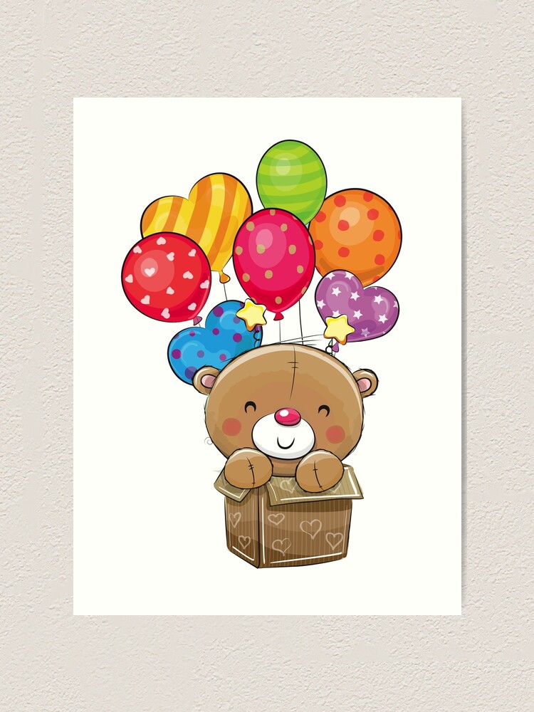 Teddy Bear Balloons Art Print for Sale by MisterGooseShop