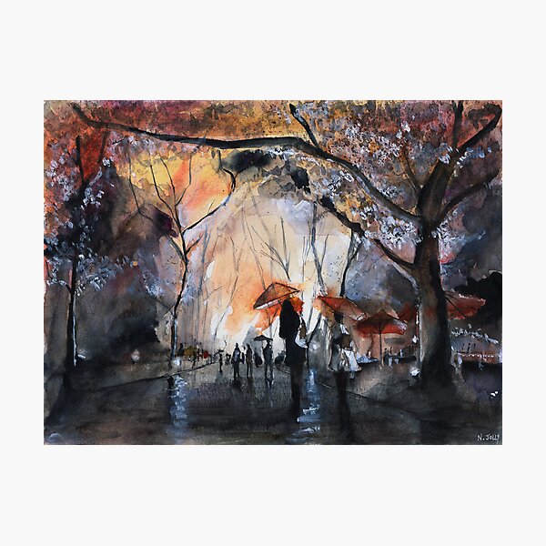 Autumn rain - Watercolor Photographic Print