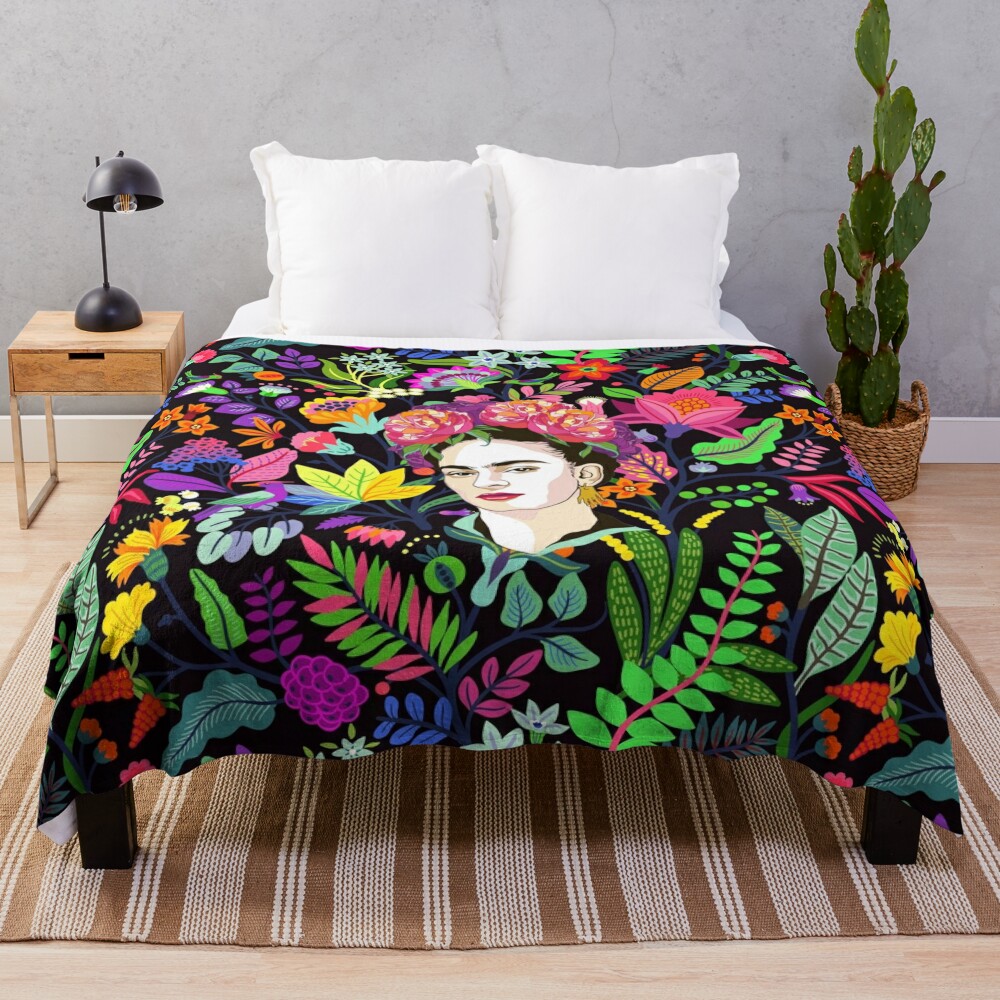 Frida in Bloom Throw Blanket