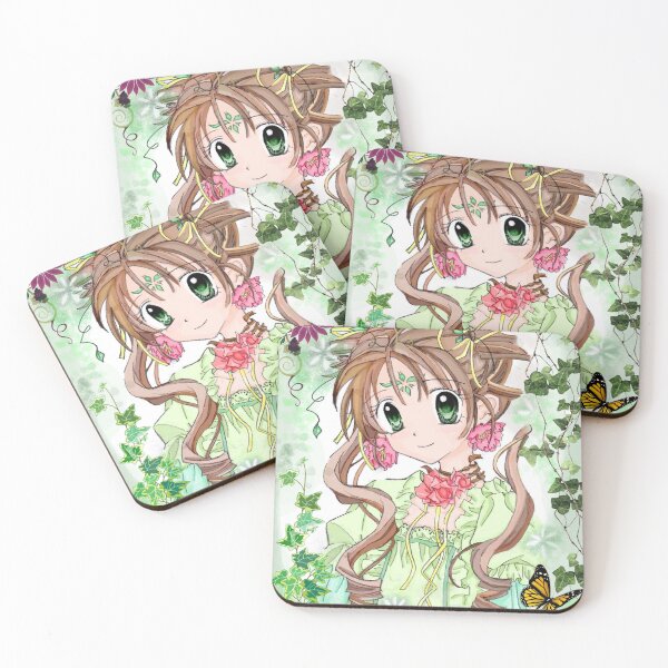 Item preview, Green Cute Anime Earth Element Rose Flower Girl, Arina Tanemura Inspired Art designed and sold by TokenMenagerie.