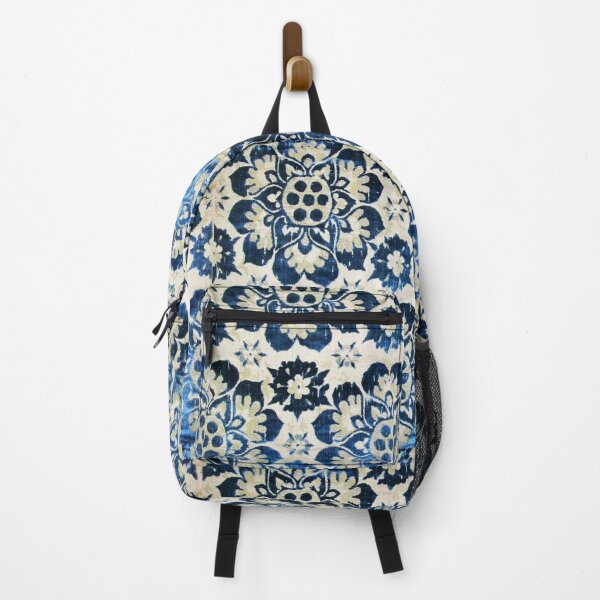 Item preview, ANTIQUE WHITE BLUE  FLORAL VELVET WITH MEDICI EMBLEM  designed and sold by BulganLumini.